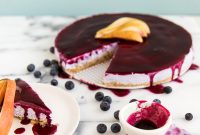 Homemade Cheesecake with Riesling, Blueberry, and Pear Glaze