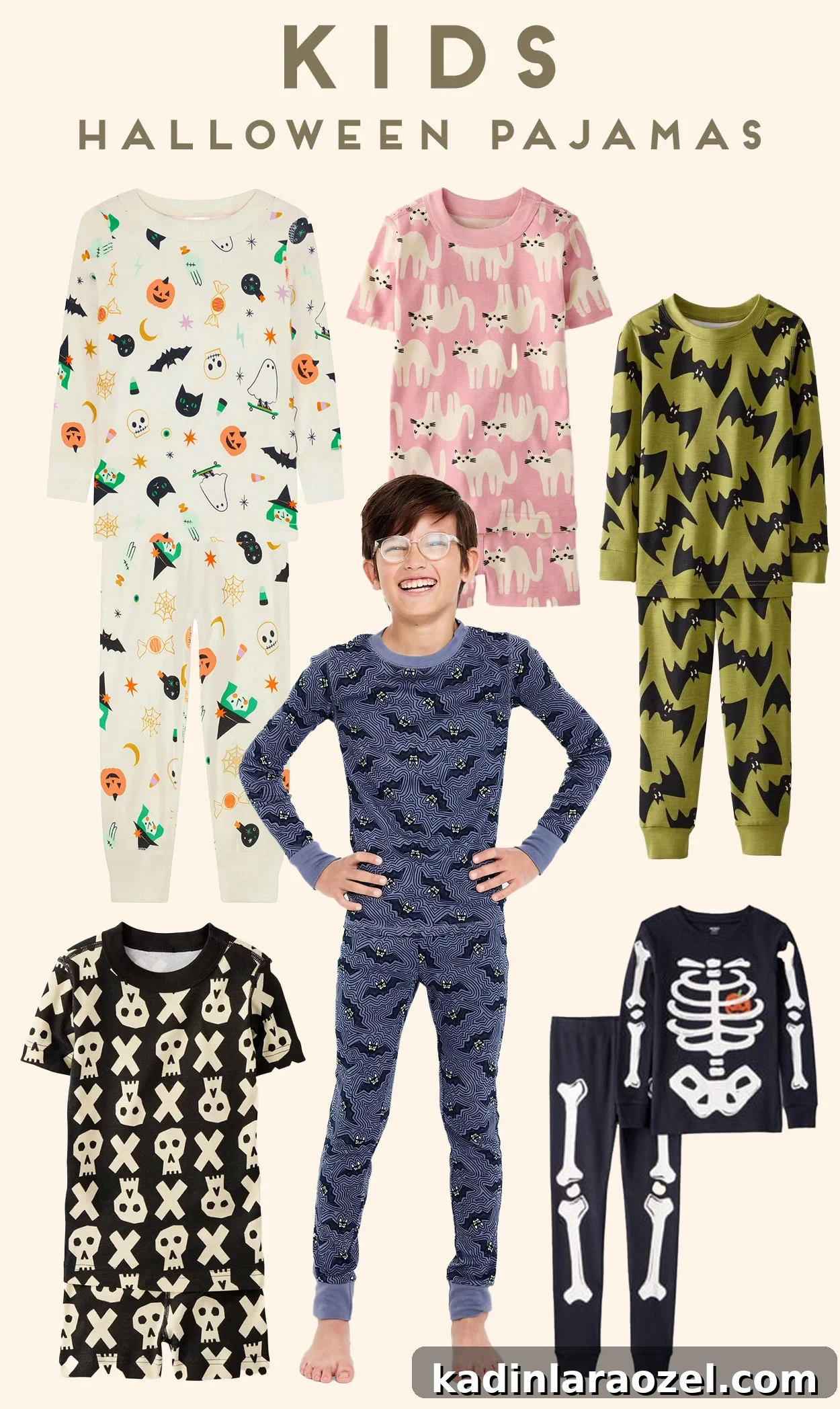 kids halloween pajamas in bold patterns and modern prints unisex