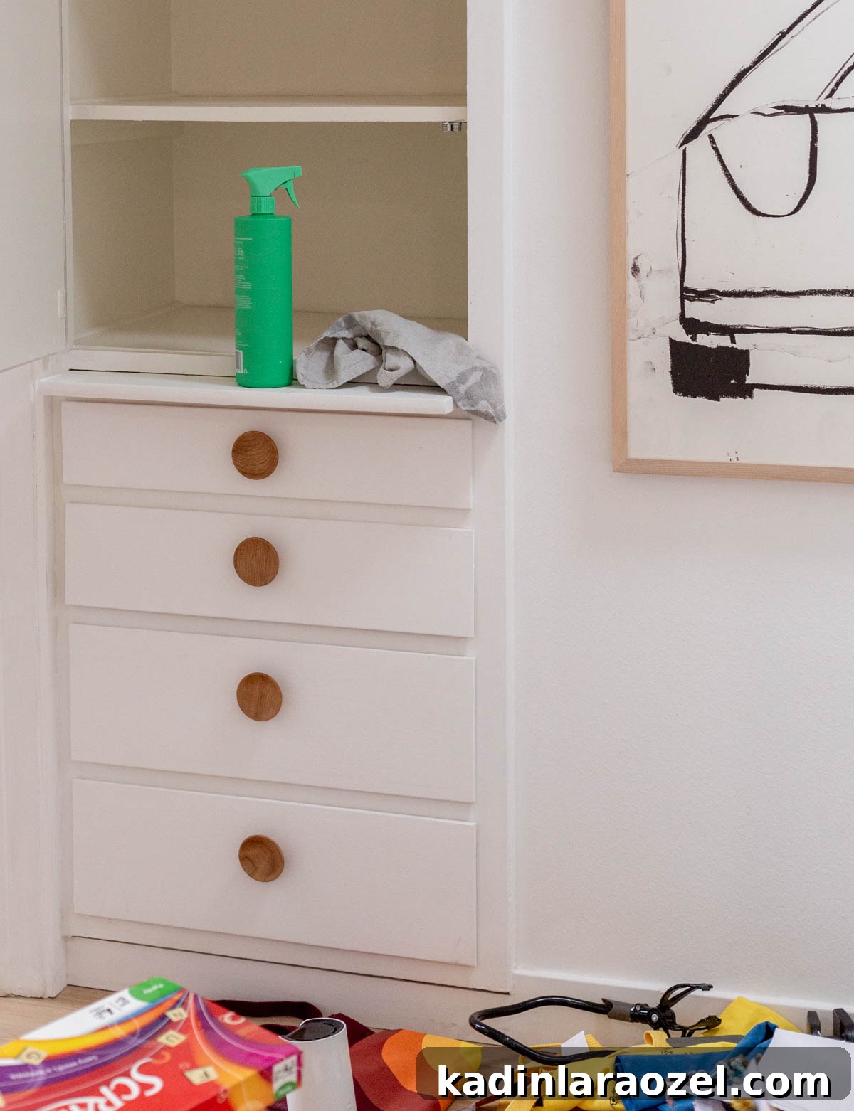 Cleaning an empty hall closet before reorganizing 