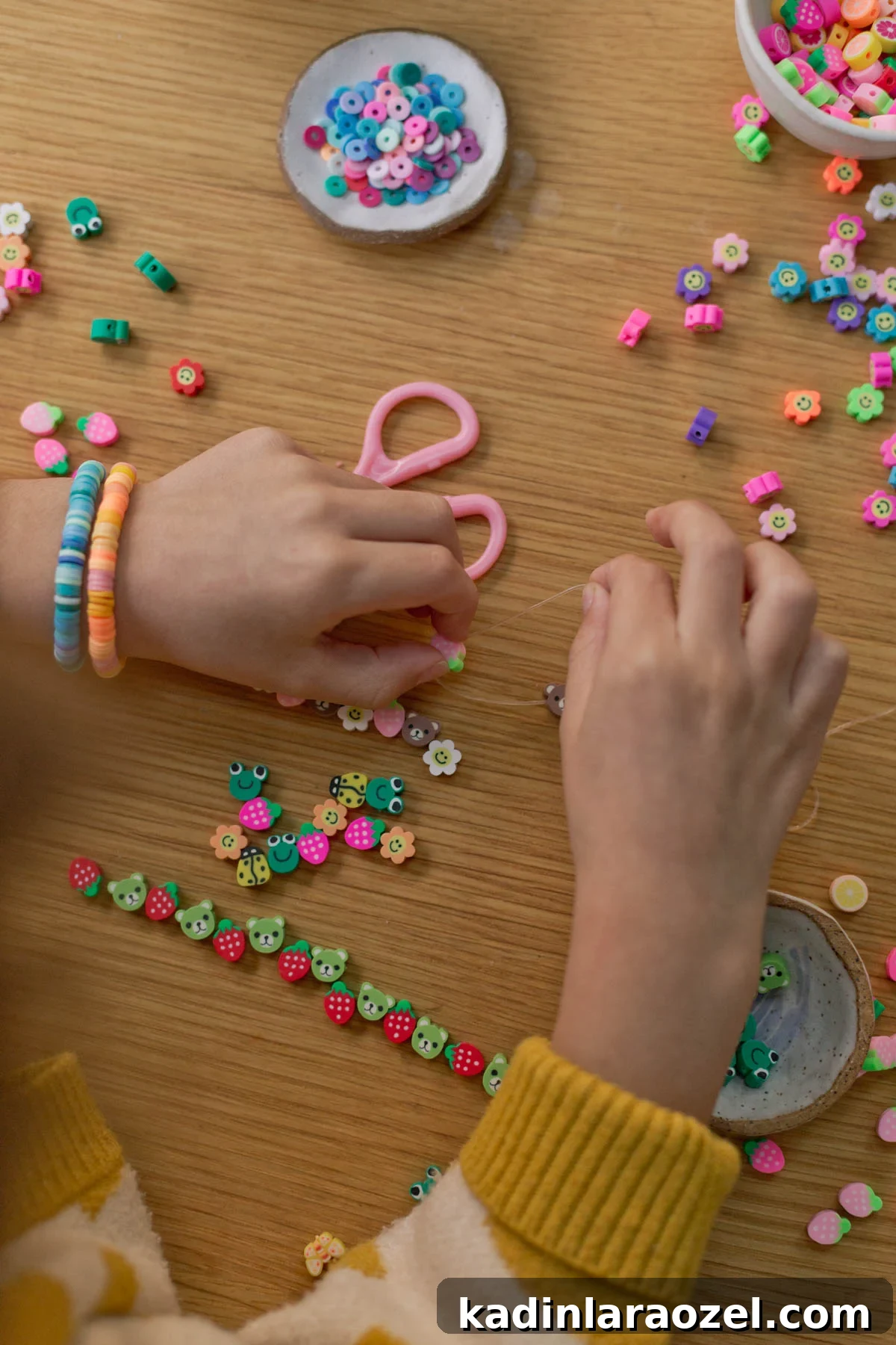Creative Clay Bead Bracelet Designs and Styling Ideas 10 kid making small bracelets with polymer clay beads