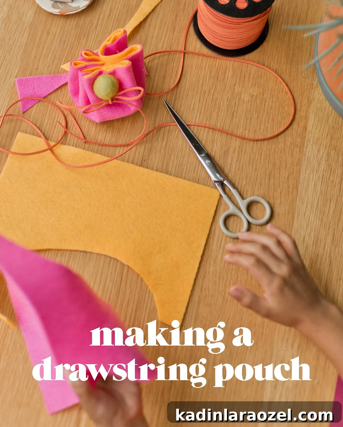 DIY Drawstring Pouch: Step-by-Step Sewing Tutorial 3 child making felt diy pouch with colorful sheets of felt and scissors