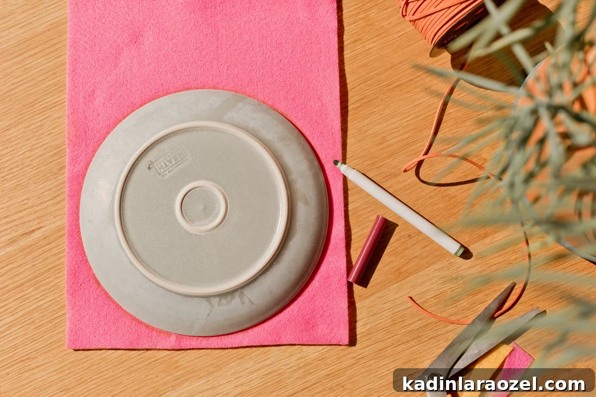DIY Drawstring Pouch: Step-by-Step Sewing Tutorial 4 trace a plate or bowl onto felt to get a perfect circle