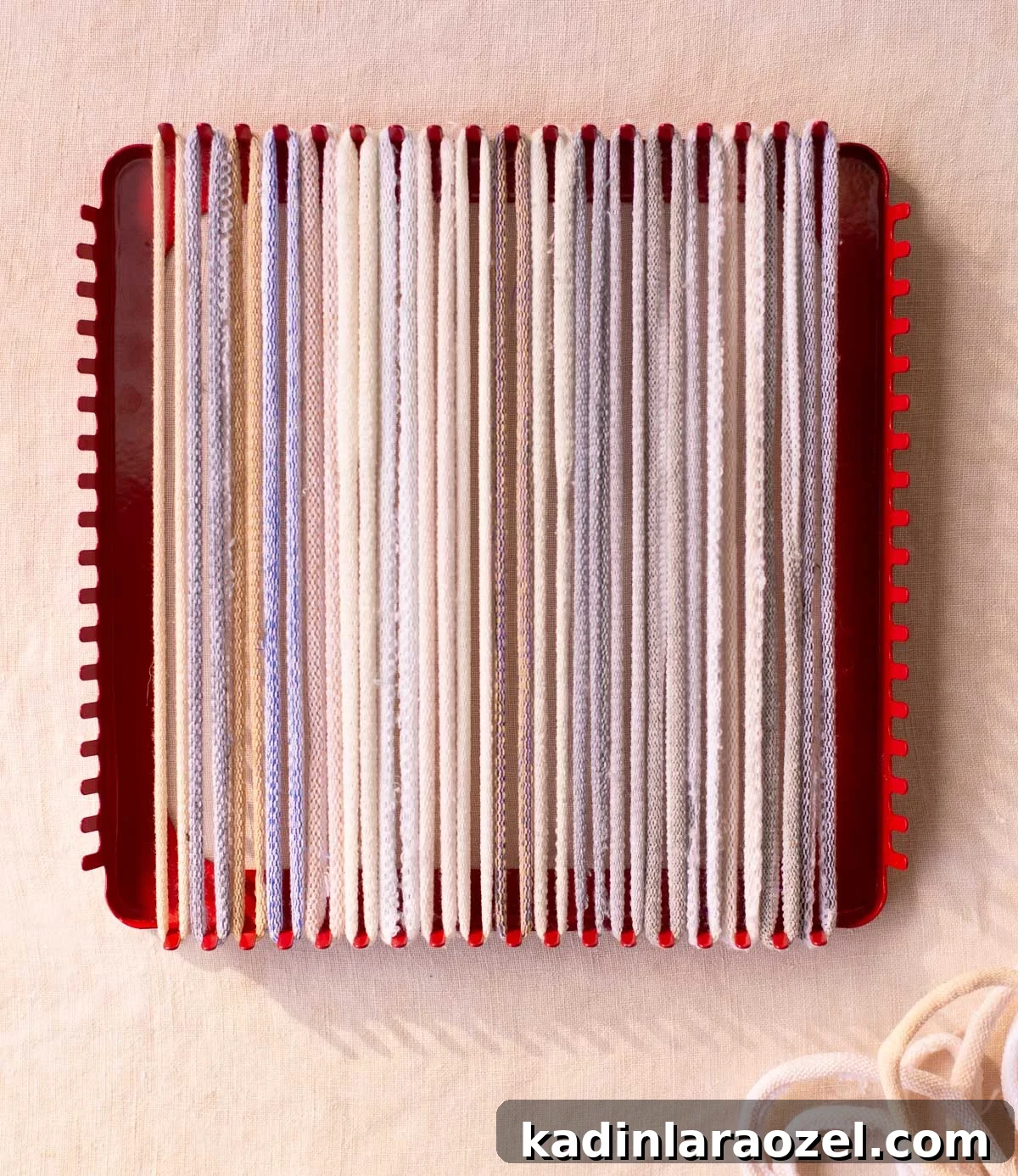 vertical loops finished on potholder loom