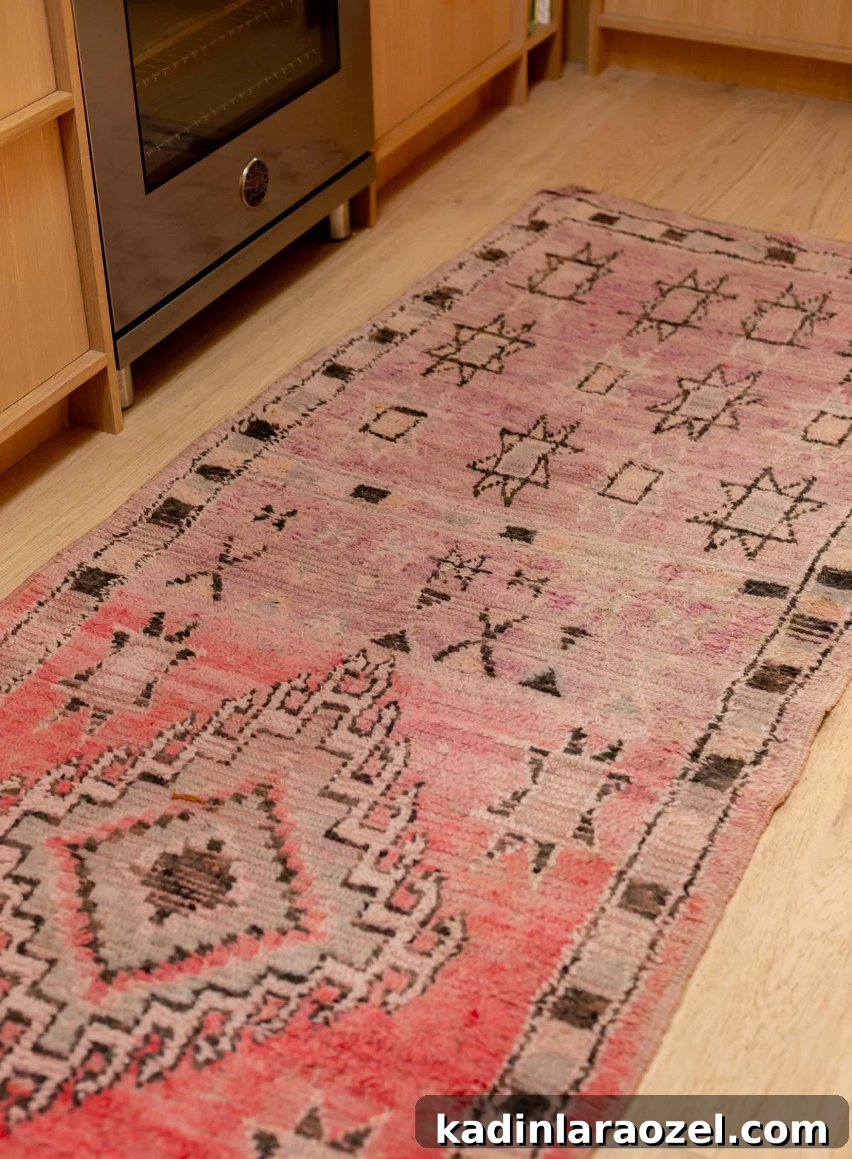 I Pressure Washed a Vintage Moroccan Rug — What Happened Next 8 pink and red moroccan rug in kitchen