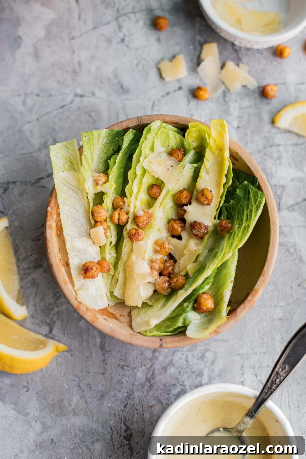 simple salad with chickpeas and parmesan cheese