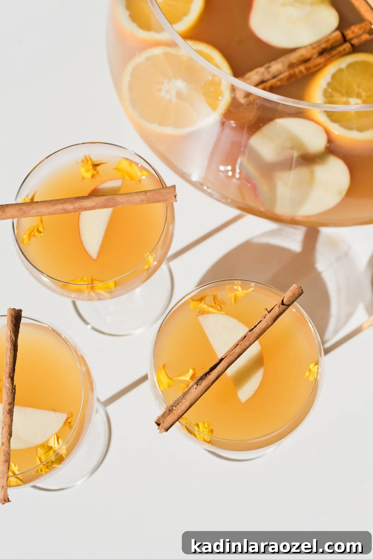 27 Spooky Halloween Desserts to Delight Your Guests 17 spiked cider with cinnamon stick, apple slices, and edible flowers