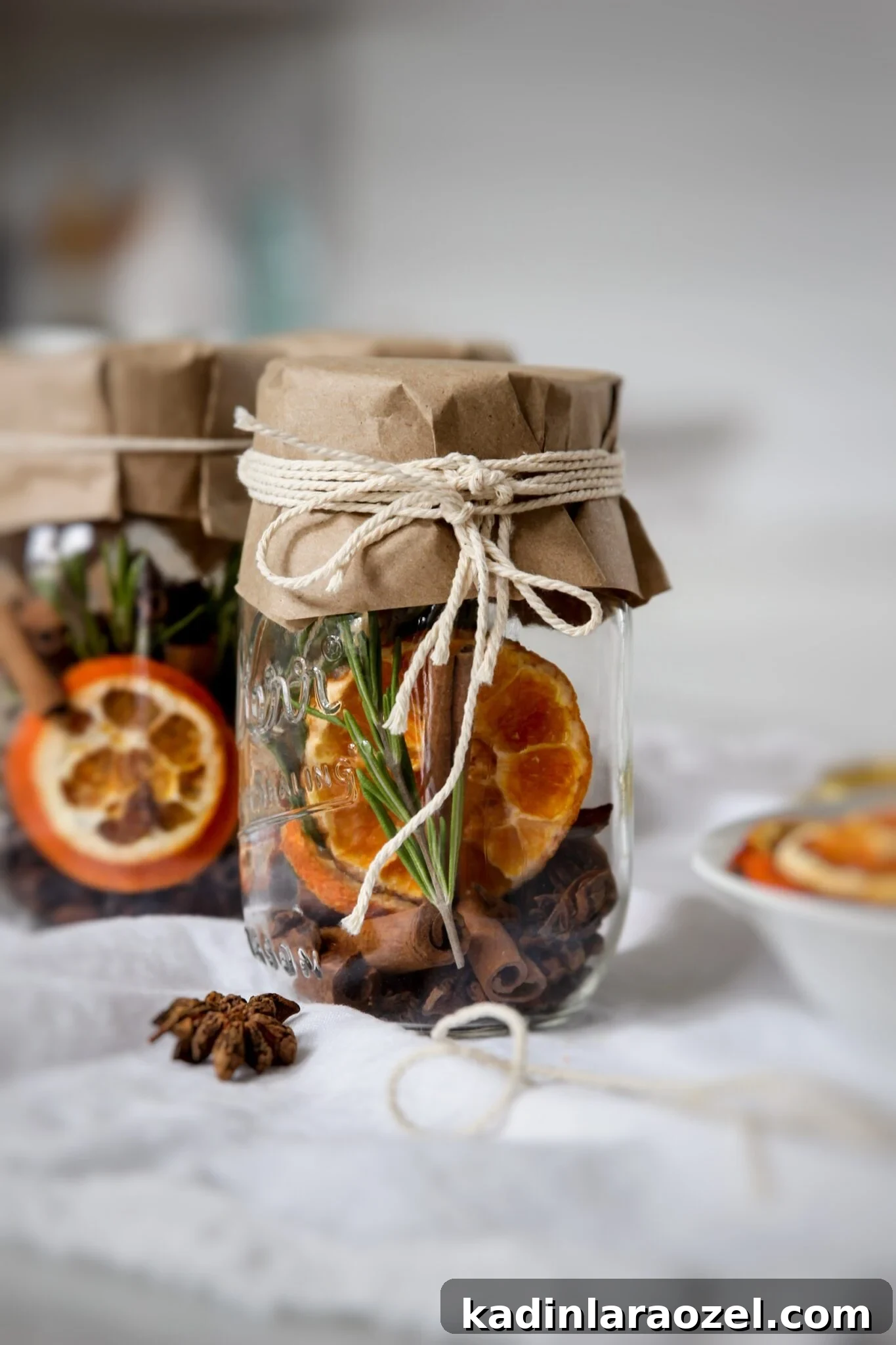 simmer pot glass jar gift with dried fruits and spices inside