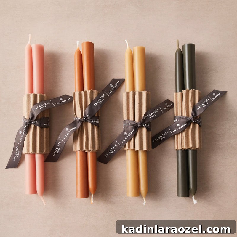 Effortless Thanksgiving Decorating Ideas 7 colorful fall taper candles lined up