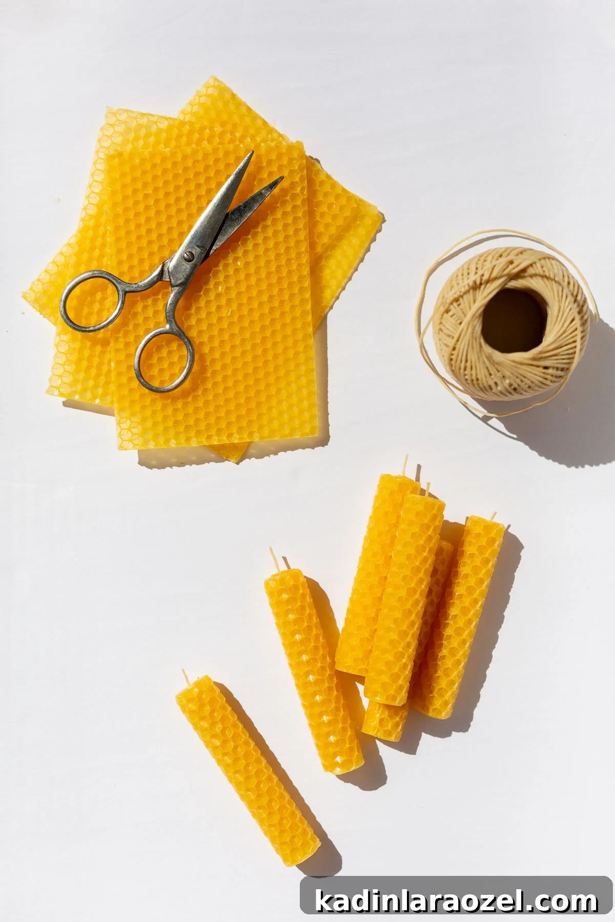 Effortless Thanksgiving Decorating Ideas 10 rolled beeswax candles being made