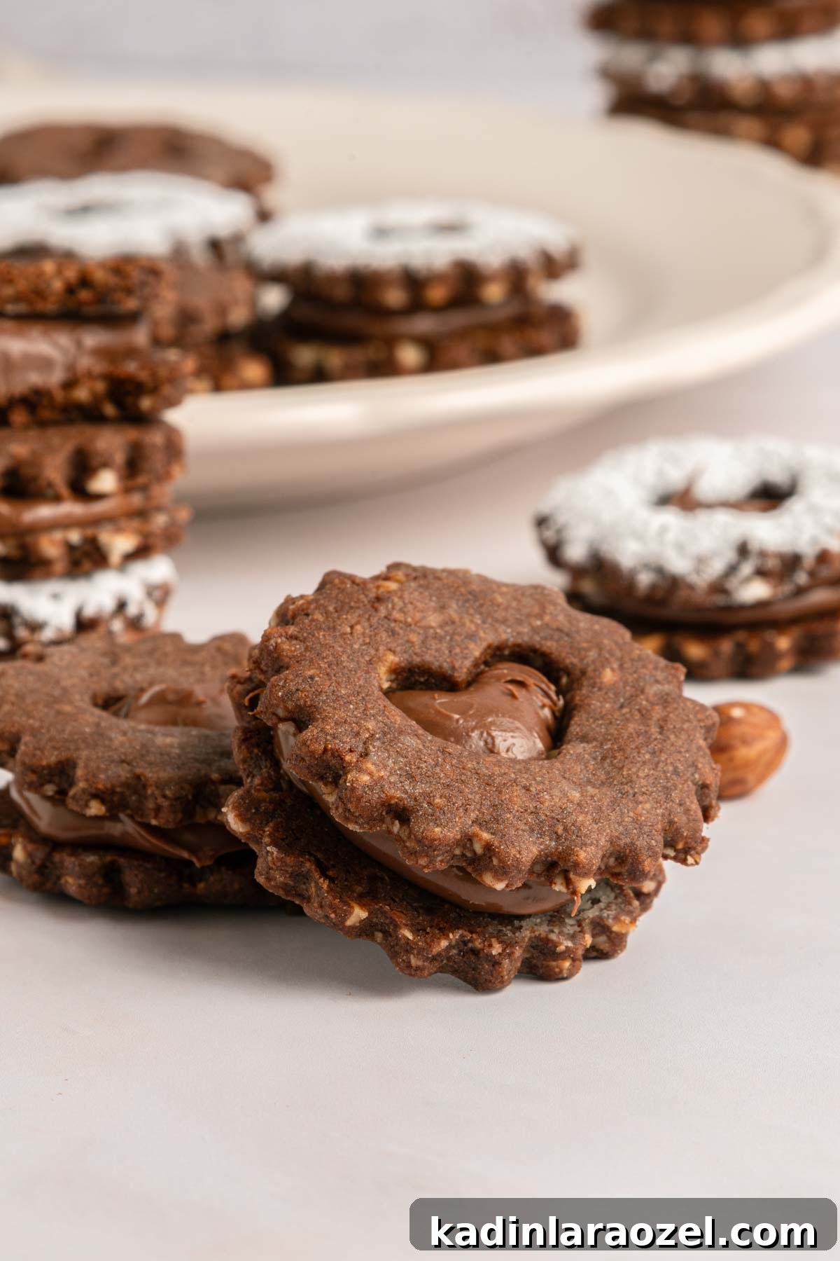 Decadent Chocolate Hazelnut Cookie Recipe 17 chocolate hazelnut cookies stuffed with nutella, in heart shapes