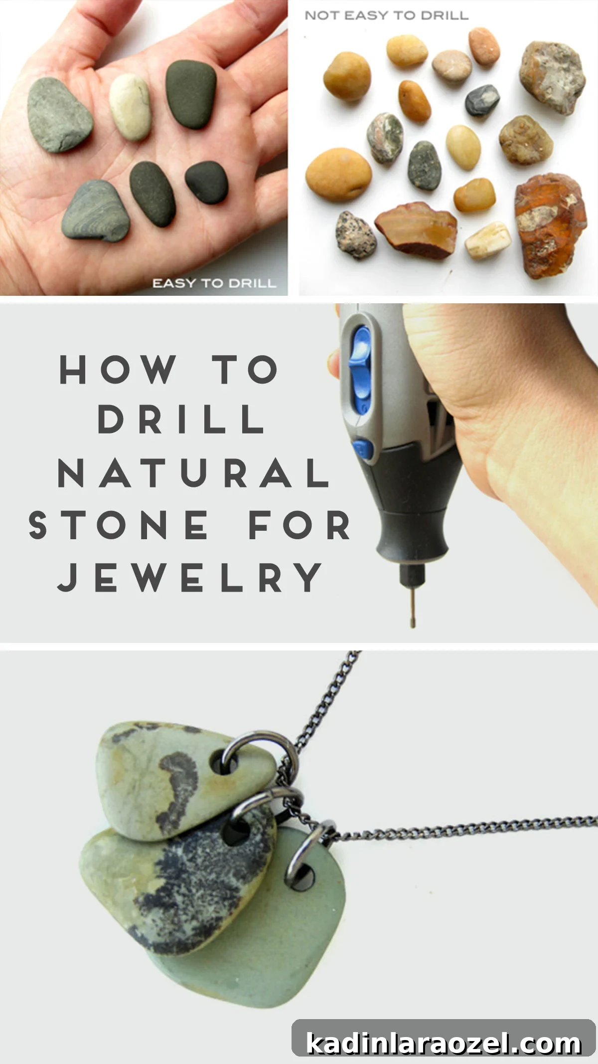 Drilled Natural Stone Jewelry: Step-by-Step Making Tutorial 2 instructions for drilling natural stone to make jewelry