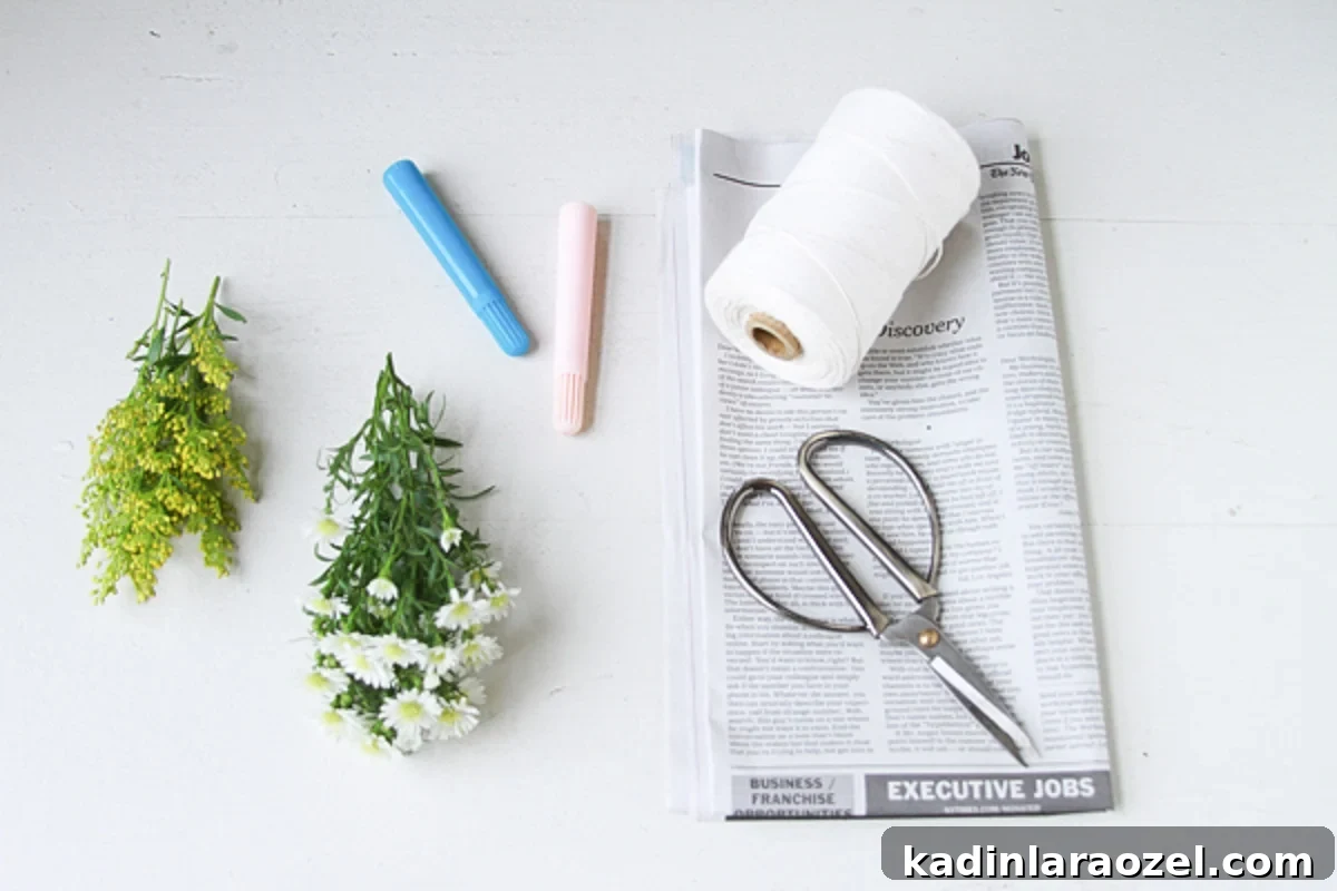 supplies for making mini flower bouquet