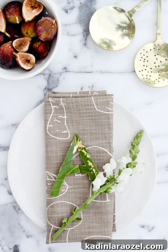 DIY Typographic Place Cards Made of Leaves