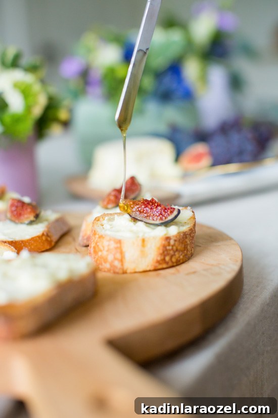 Easy Appetizer // Goat Cheese, Fig and Honey Crostinis