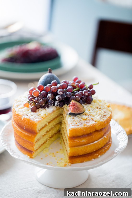 Apple Layer Cake with Fig and Champagne Grape Topper