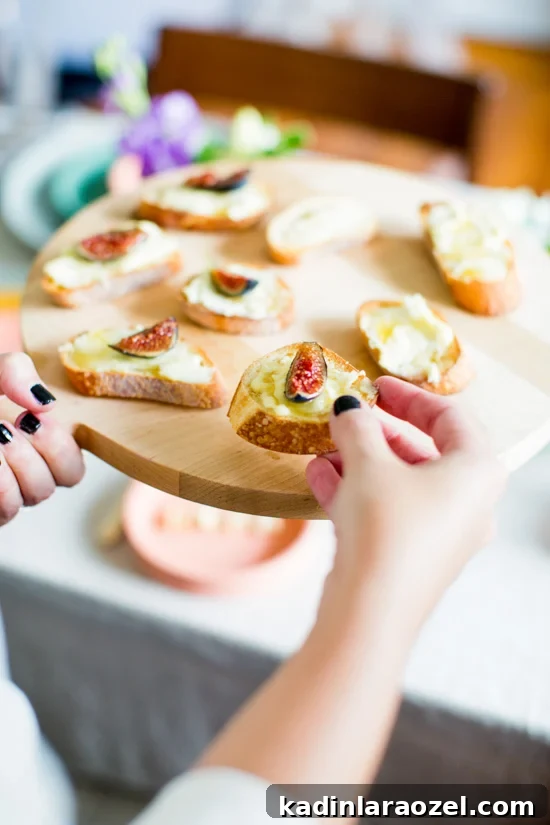 Goat Cheese, Fig and Honey Crostinis