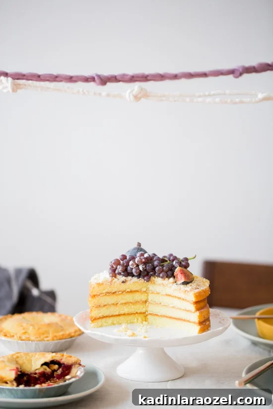 Apple Layer Cake with Fig + Champagne Grape Topper