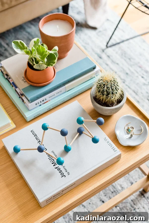 Build an Eames-Inspired Molecule Sculpture for Your Bookcase or Table 4 An Eames-inspired home decor project for coffee table and bookcase styling. #interiors #coffeetablestyling #coffeetableinspiration #diydecor #diyhomedecor
