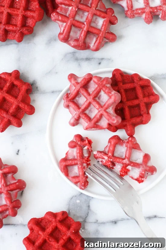 Red Velvet Waffles Dipped in Donut Glaze