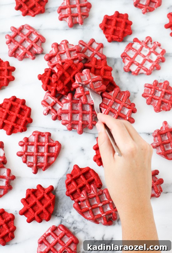 Red Velvet Waffles dipped in a Donut Glaze