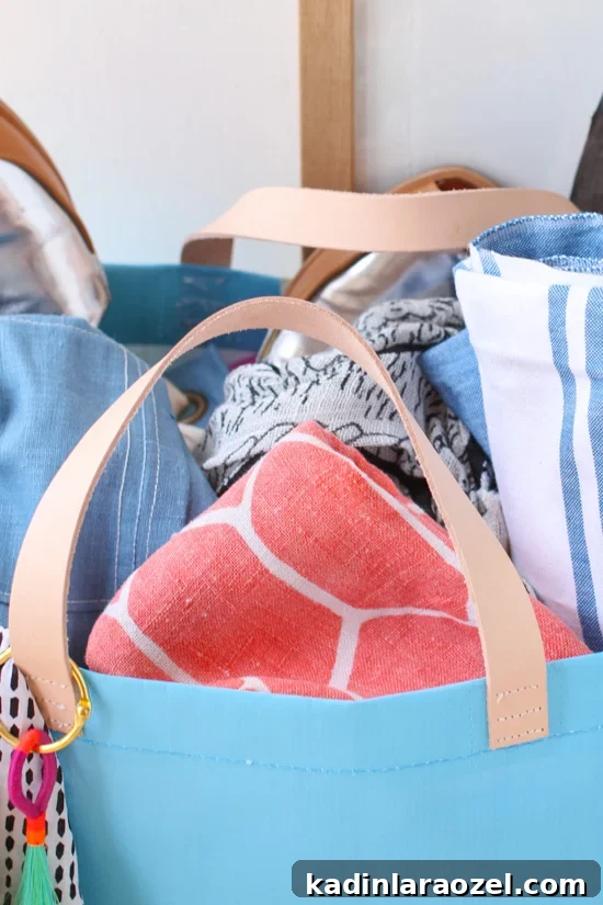 Upgrade Any Tote Instantly with a Sewn Leather Handle Tutorial 12 DIY leather handle tote