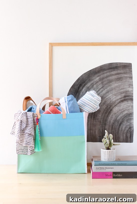 Upgrade Any Tote Instantly with a Sewn Leather Handle Tutorial 13 DIY Leather Handle Shopping Tote for Under $15