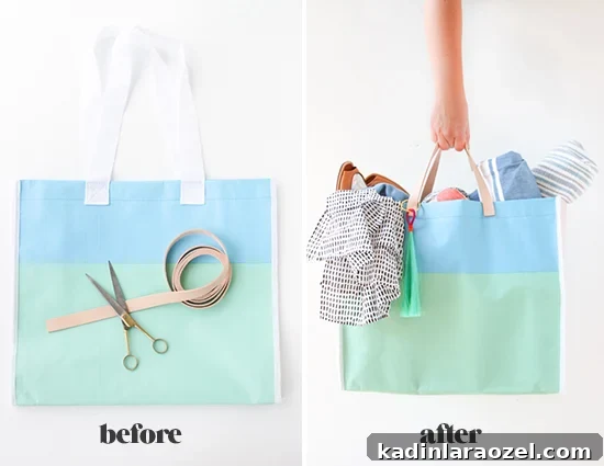 Upgrade Any Tote Instantly with a Sewn Leather Handle Tutorial 10 DIY Leather Handle Tote Bag for Under $15