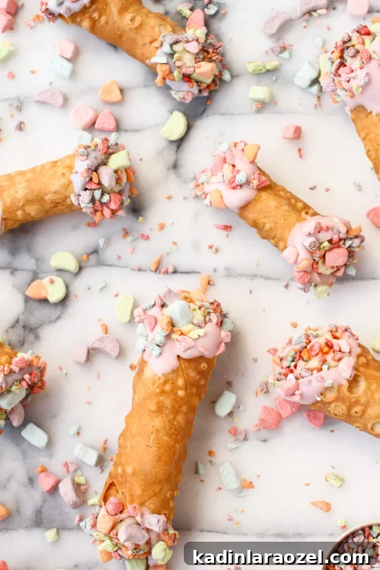 Homemade Cereal Cannoli Recipe That Kids Will Love 6 Recipe for Colorful Homemade Cannolis with Lucky Charm Marshmallow Sprinkles