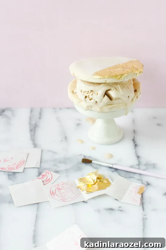 gold leaf cookie ice cream sandwich