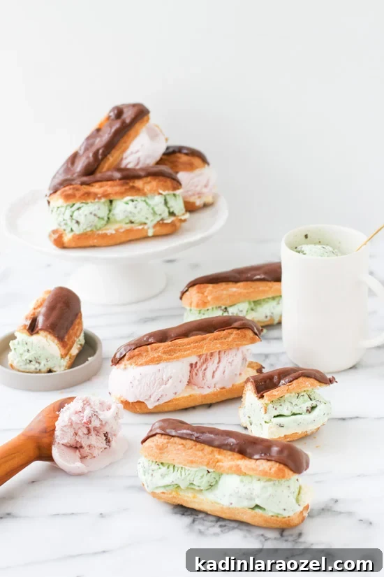 chocolate eclair ice cream sandwiches