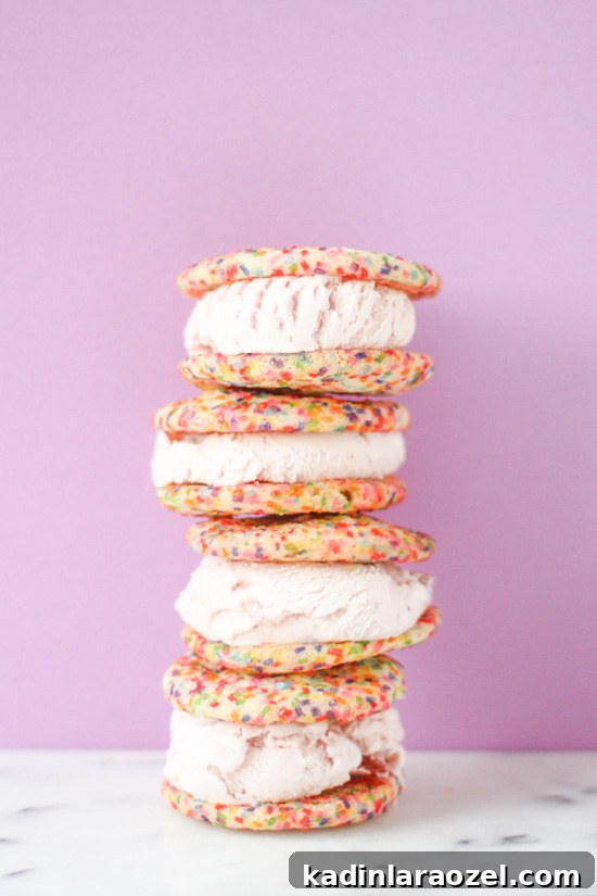 rainbow sugar cookie ice cream sandwiches