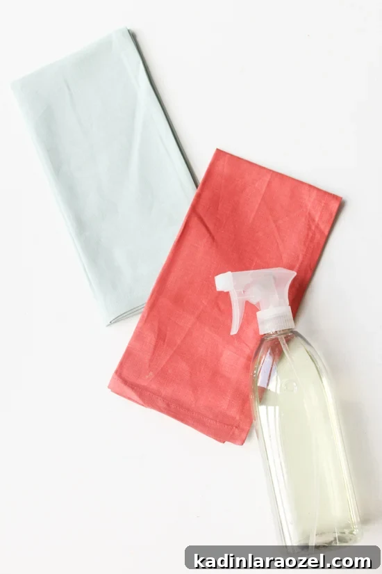 Materials needed for DIY bleached linens project.