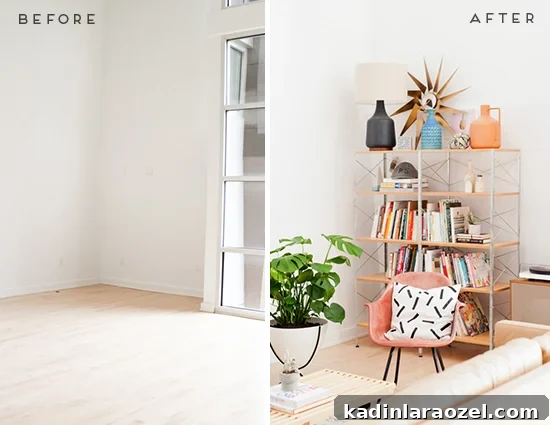 Before and After // Mid Century Living Room Reveal