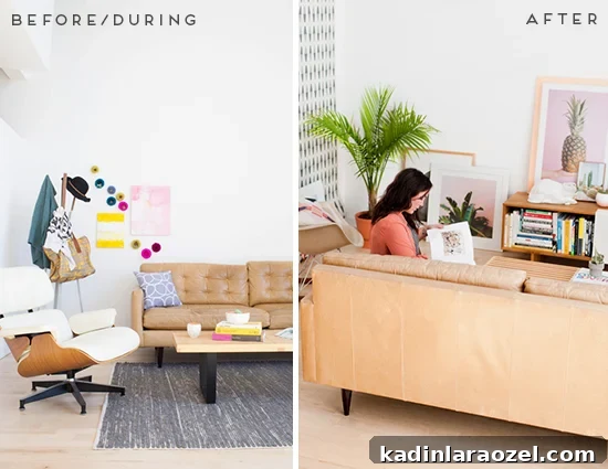 Before and After // Eclectic Modern Living Room Reveal
