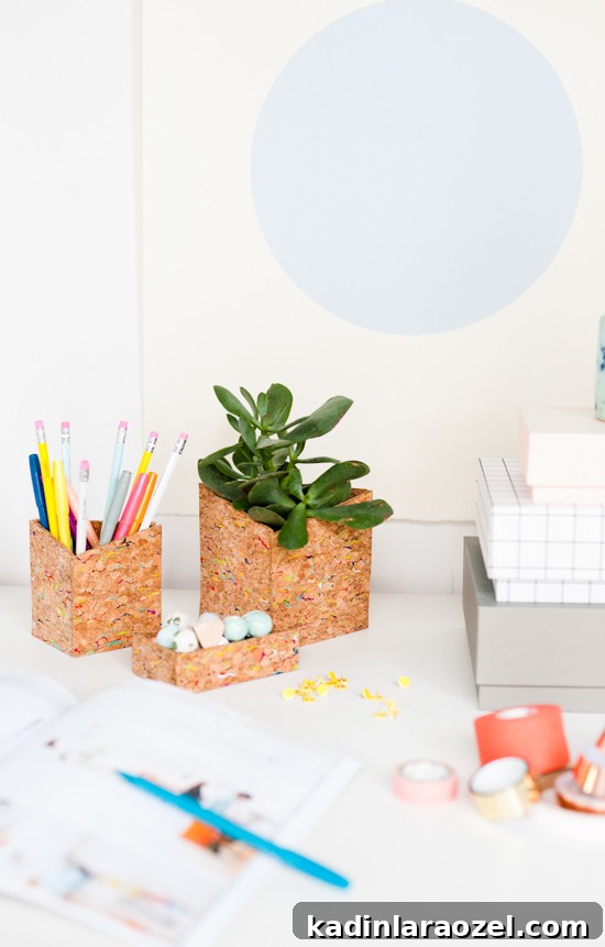 Geometric Cork Desk Organizer DIY: Step-by-Step Office Project 2 How to make DIY office organizers with sheets of cork