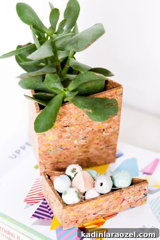 Geometric Cork Desk Organizer DIY: Step-by-Step Office Project 7 DIY office organizer (and planter) made of cork sheets