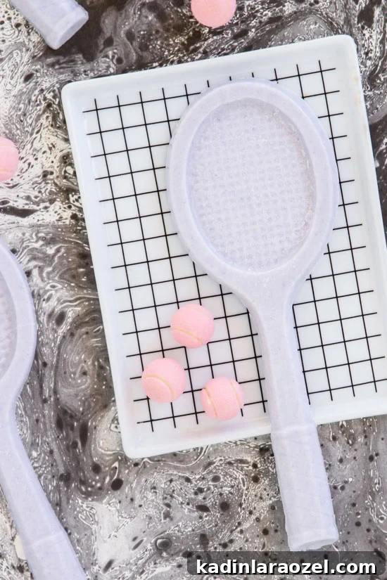 Pastel Candy DIY Inspired by the Tennis Backhand Trend 3 How to mold chocolate into tennis racket shaped candy