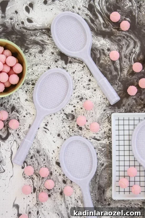 Pastel Candy DIY Inspired by the Tennis Backhand Trend 5 How to mold chocolate into tennis racket shaped candy