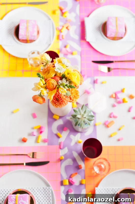 5 Budget DIY Ways to Color Your Dinner Table 3 A neon Thanksgiving dinner table