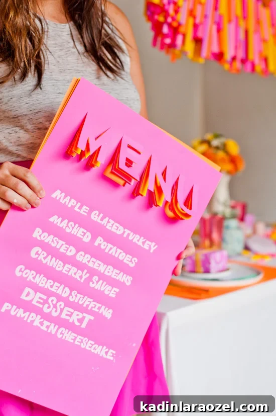 5 Budget DIY Ways to Color Your Dinner Table 8 Make this 3D menu for dinner parties and/or Thanksgiving