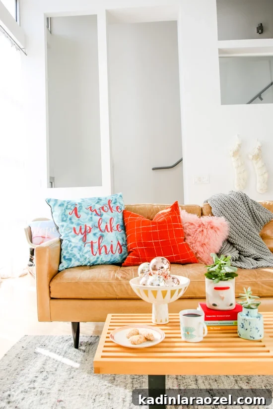 Ho Ho Home: Holiday Prep with DIY Pillows and Cozy Textiles 2 Getting ready for the holidays at home with DIY pillows + cozy textiles. Click through to see how to create this hand lettered #DIY pillow and pull the rest of the room together with additional textiles and accessories.
