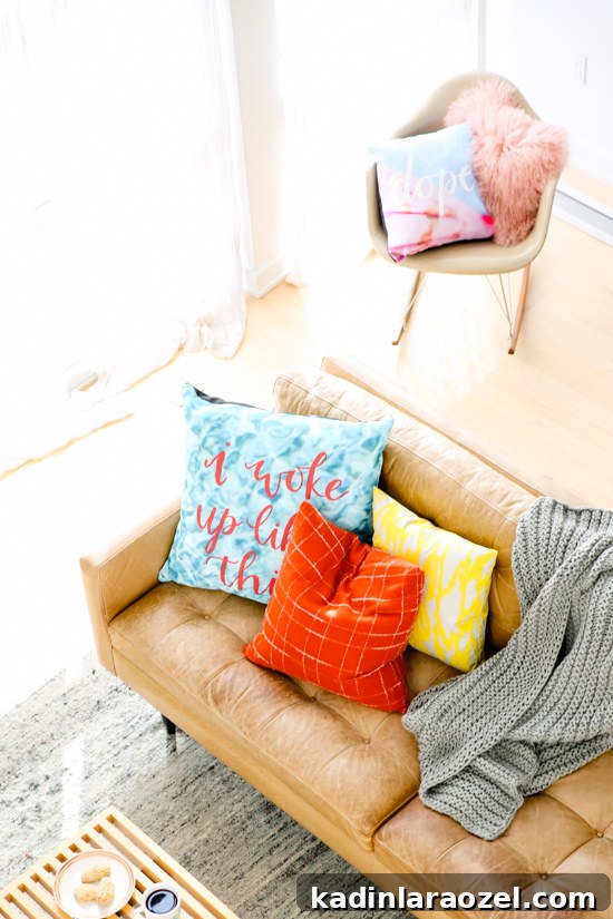 Ho Ho Home: Holiday Prep with DIY Pillows and Cozy Textiles 4 Getting ready for the holidays at home with DIY pillows + cozy textiles. Click through to see how to create this hand lettered #DIY pillow and pull the rest of the room together with additional textiles and accessories.