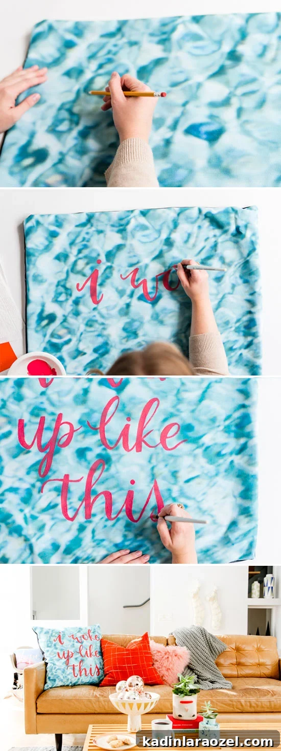 Ho Ho Home: Holiday Prep with DIY Pillows and Cozy Textiles 5 DIY hand lettered pillow project