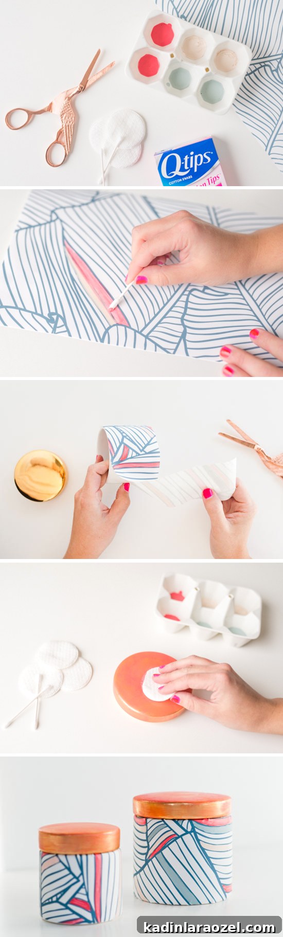 Decorating a Holiday Vanity: Playful Modern Styling Tips 5 DIY Idea // how to revamp plain containers for your vanity