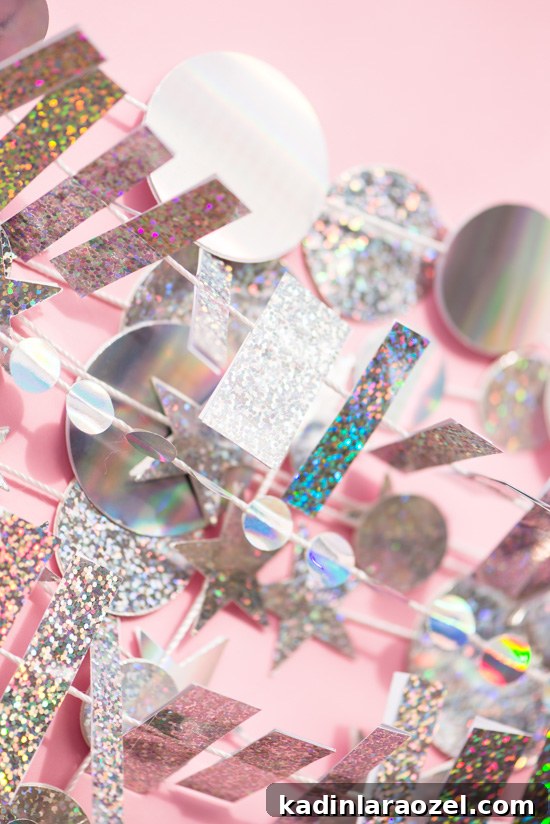 Holographic New Year’s Eve Garland and Photo Booth Backdrop DIY 10 Holographic New Year's Eve Garland DIY and Photo Booth Backdrop