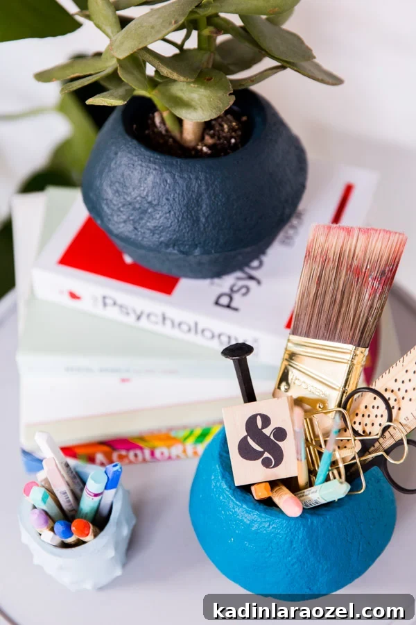 15 Minute DIY Idea // Faux Stoneware Office Organization Using an Unlikely Material
