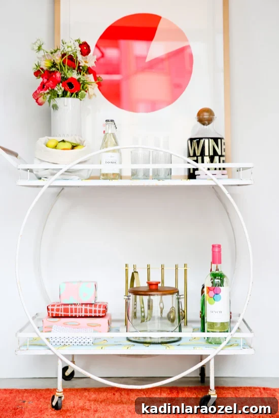 Holiday Bar Cart Styling Ideas and DIY Makeover Guide 11 A mid-century bar cart makeover + styling a bar cart for the holidays