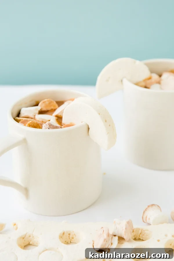 Salted Caramel Hot Chocolate with Homemade Salted Caramel Marshmallows 2 Recipe for salted caramel hot chocolate from scratch (and homemade salted caramel marshmallows)