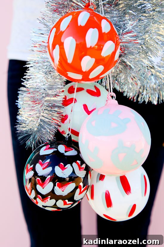 15-Minute Painted Pattern Holiday Ornaments DIY Tutorial 3 Painted pattern DIY holiday ornaments in 15 minutes