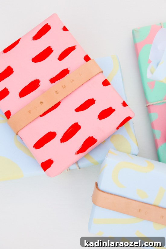 Leather wrapped DIY gift wrap for the holidays